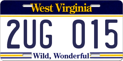 WV license plate 2UG015