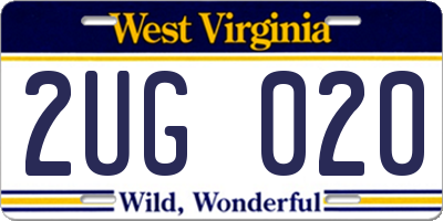 WV license plate 2UG020