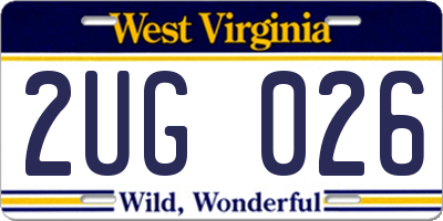 WV license plate 2UG026