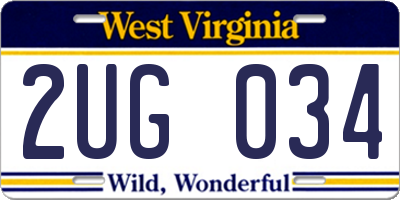 WV license plate 2UG034
