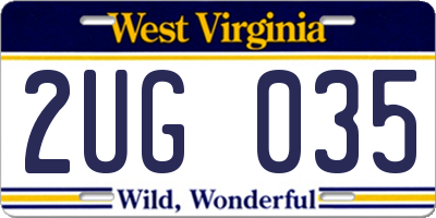 WV license plate 2UG035