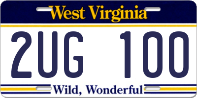 WV license plate 2UG100