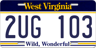 WV license plate 2UG103