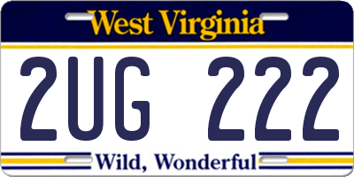 WV license plate 2UG222