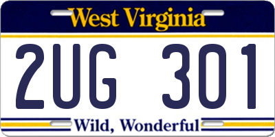 WV license plate 2UG301