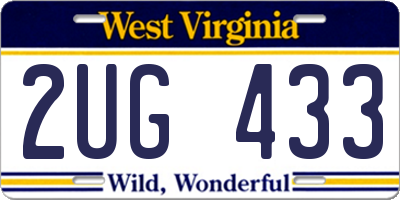 WV license plate 2UG433
