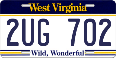 WV license plate 2UG702