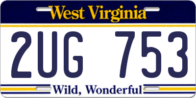 WV license plate 2UG753