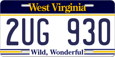 WV license plate 2UG930