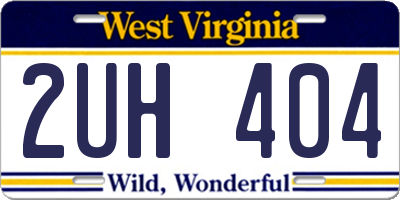 WV license plate 2UH404