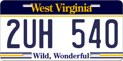 WV license plate 2UH540