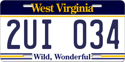 WV license plate 2UI034