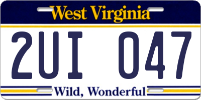 WV license plate 2UI047