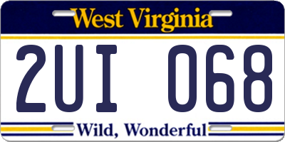 WV license plate 2UI068