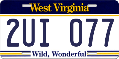 WV license plate 2UI077