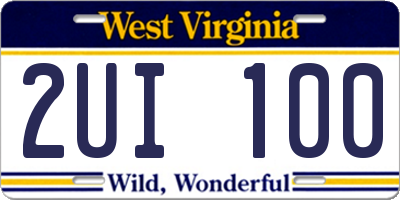 WV license plate 2UI100