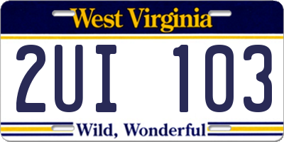 WV license plate 2UI103