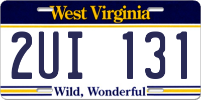 WV license plate 2UI131