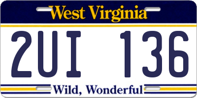 WV license plate 2UI136