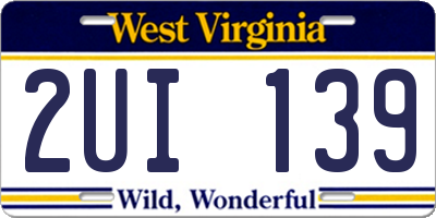 WV license plate 2UI139
