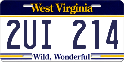 WV license plate 2UI214