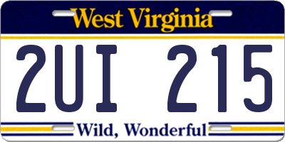 WV license plate 2UI215