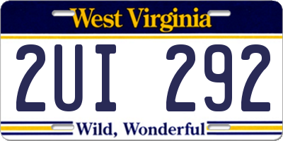 WV license plate 2UI292