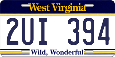WV license plate 2UI394
