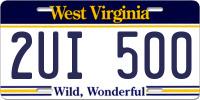 WV license plate 2UI500
