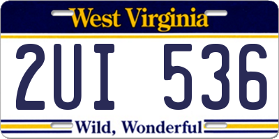 WV license plate 2UI536