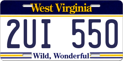 WV license plate 2UI550