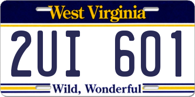 WV license plate 2UI601