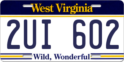 WV license plate 2UI602