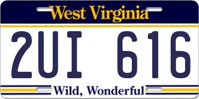 WV license plate 2UI616