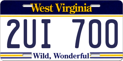 WV license plate 2UI700