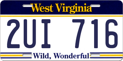 WV license plate 2UI716