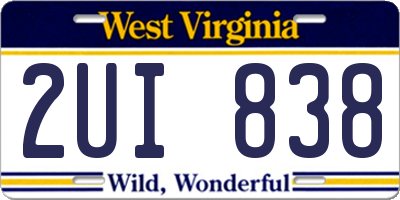 WV license plate 2UI838
