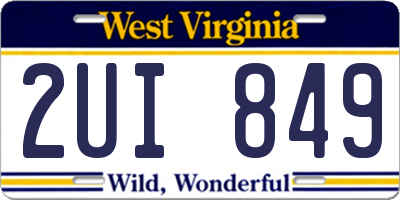 WV license plate 2UI849