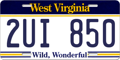 WV license plate 2UI850