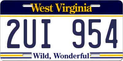WV license plate 2UI954