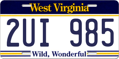 WV license plate 2UI985