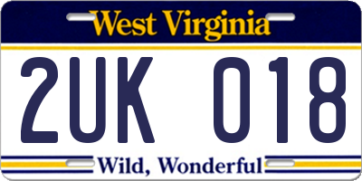 WV license plate 2UK018