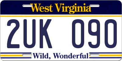 WV license plate 2UK090