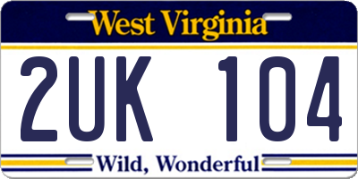 WV license plate 2UK104