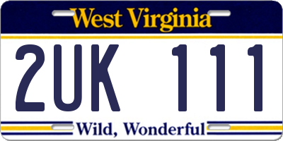 WV license plate 2UK111