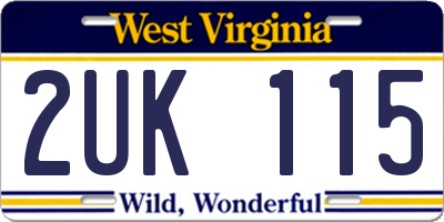 WV license plate 2UK115