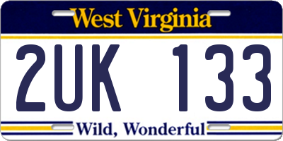 WV license plate 2UK133
