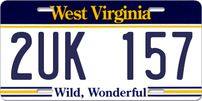 WV license plate 2UK157
