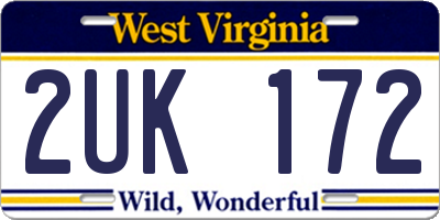 WV license plate 2UK172