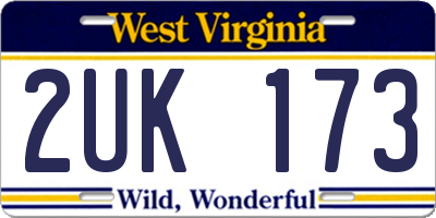 WV license plate 2UK173